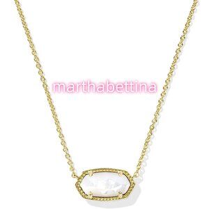 Elisa Gold Pendant Necklace in Ivory Mother-of-Pearl